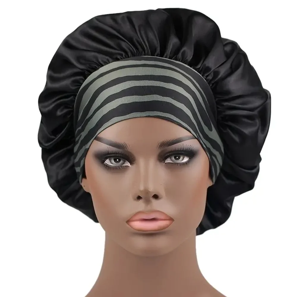 New Black and grey women's hair bonnet